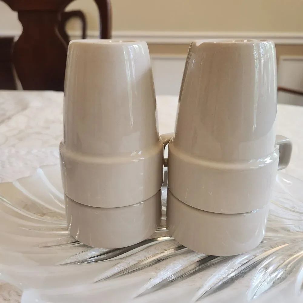 SET OT FOUR IKEA FLOWER POT COFFEE/TEA STACKABLE MUGS
